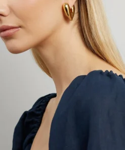 Annika Inez Earrings^Gold-Plated Large Heart Hoop Earrings