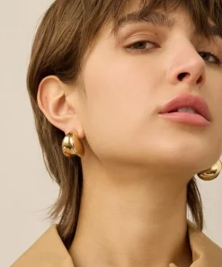 JENNY BIRD Earrings|Earrings^Gold-Plated Nouveaux Puff Hoop Earrings