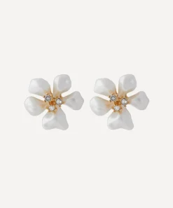 Kenneth Jay Lane Earrings^Gold-Plated Pearl Flower Clip-On Earrings