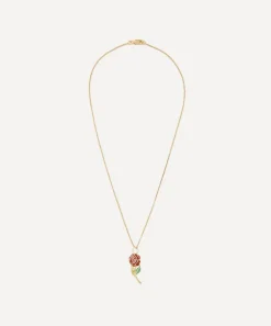 Anna + Nina Charms & Pendants^Gold-Plated Roses Are Red Charm Necklace