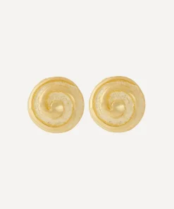 Kenneth Jay Lane Earrings^Gold-Plated Swirl Button Clip-On Earrings