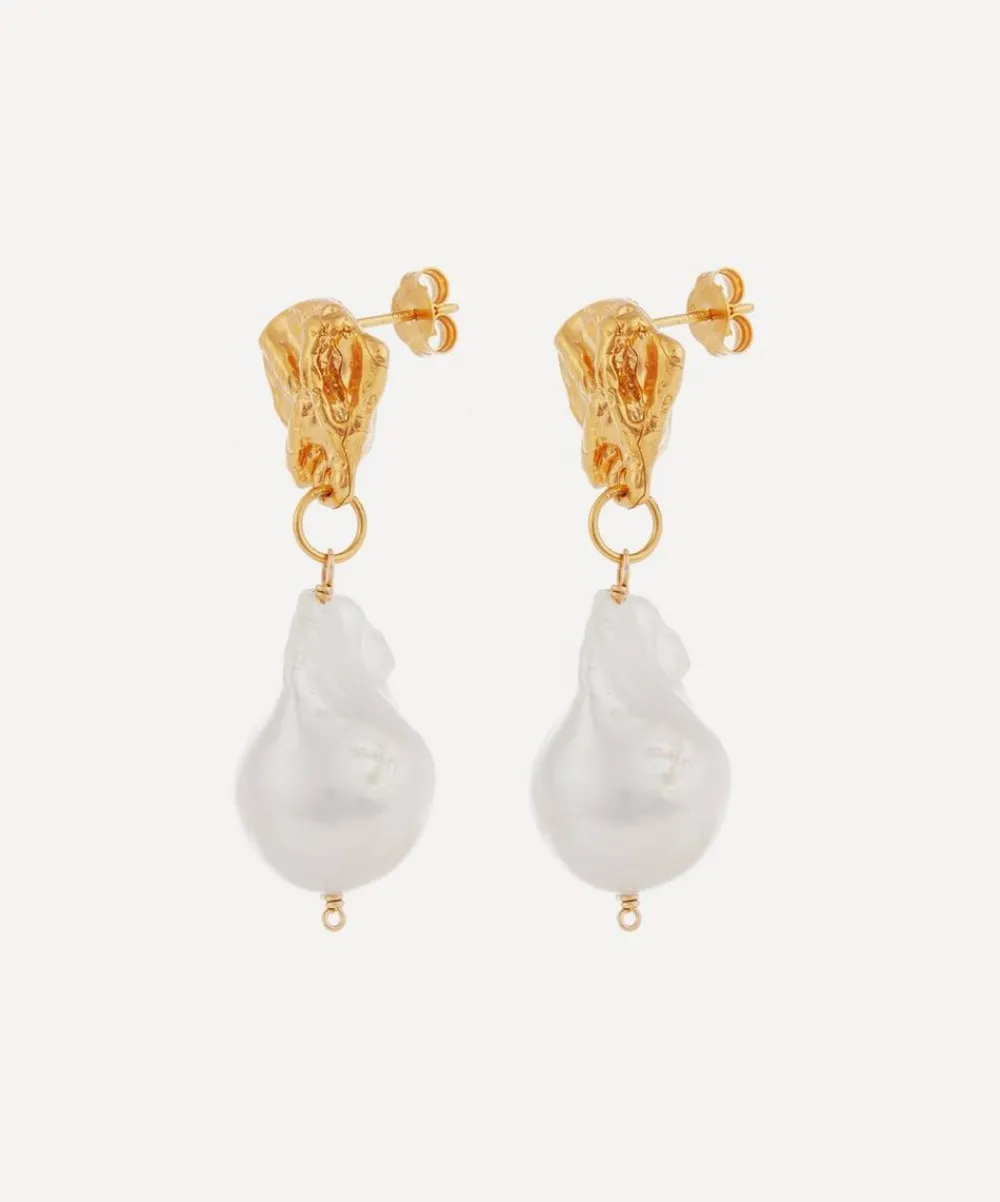 Alighieri Earrings^Gold-Plated The Fragment of Light Baroque Pearl Drop Earrings