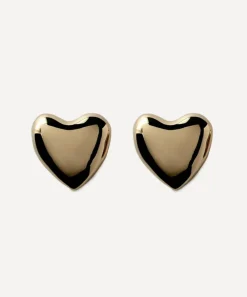 Annika Inez Earrings^Gold-Plated Voluptuous Heart Post Earrings