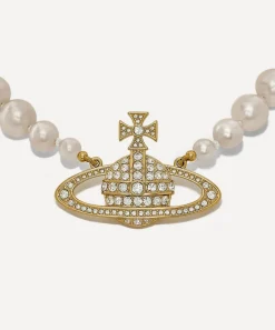 Vivienne Westwood Necklaces^Gold-Tone One Row Pearl Bas Relief Choker Necklace