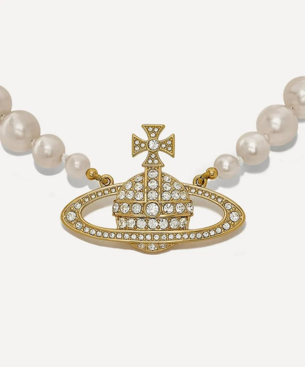 Vivienne Westwood Necklaces^Gold-Tone One Row Pearl Bas Relief Choker Necklace