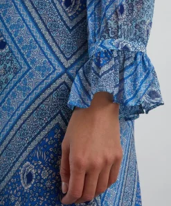 RIXO Dresses^Gracie Boho Scarf Blue Midi Dress