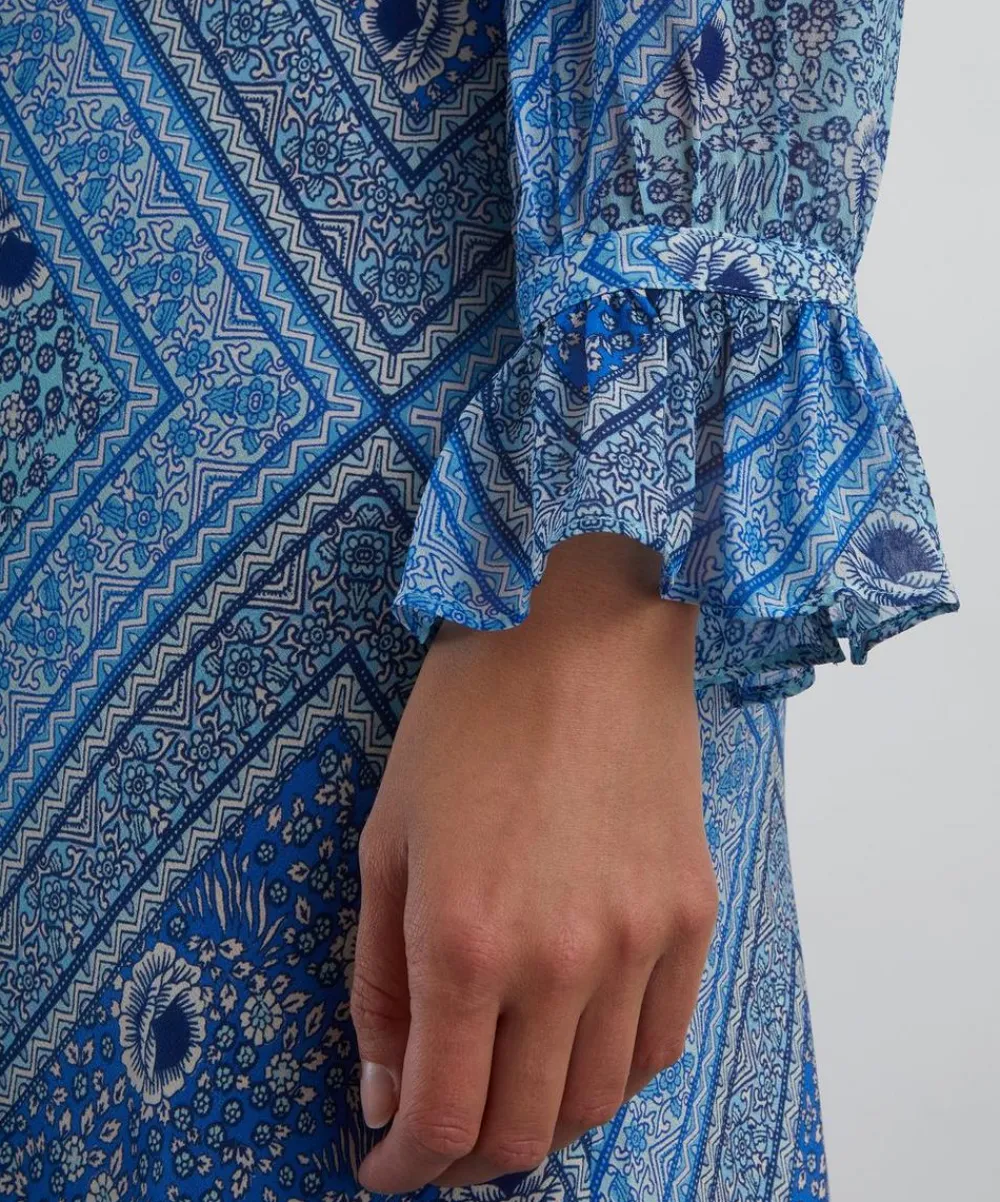 RIXO Dresses^Gracie Boho Scarf Blue Midi Dress