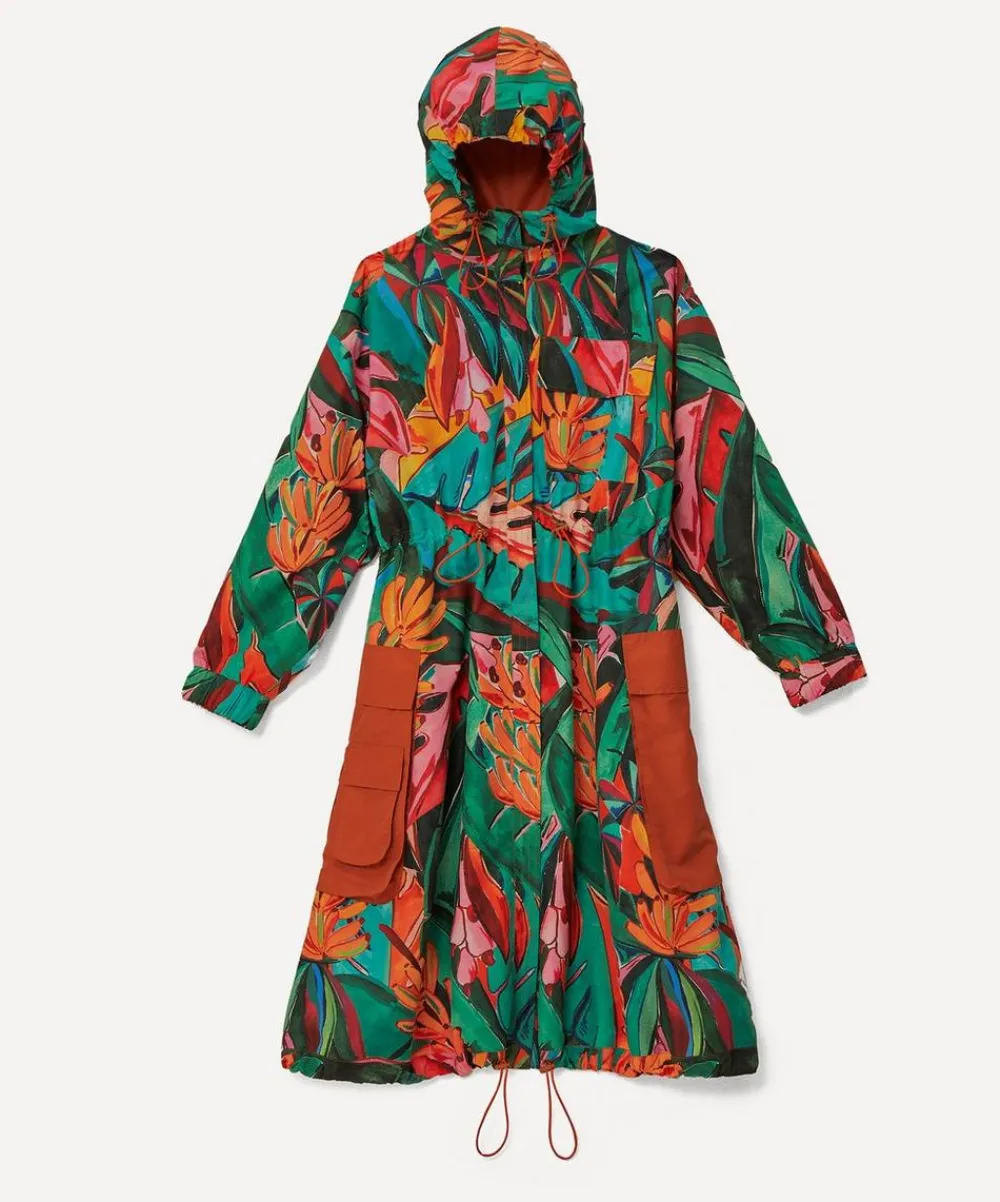 FARM Rio Coats & Jackets^Green Banana Foliage Maxi Raincoat
