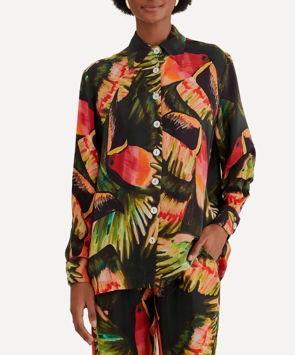 FARM Rio Tops^Green Painted Toucans Shirt