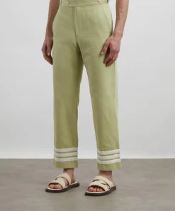 Bode Trousers^Green-Cream Tri-Stripe Trousers