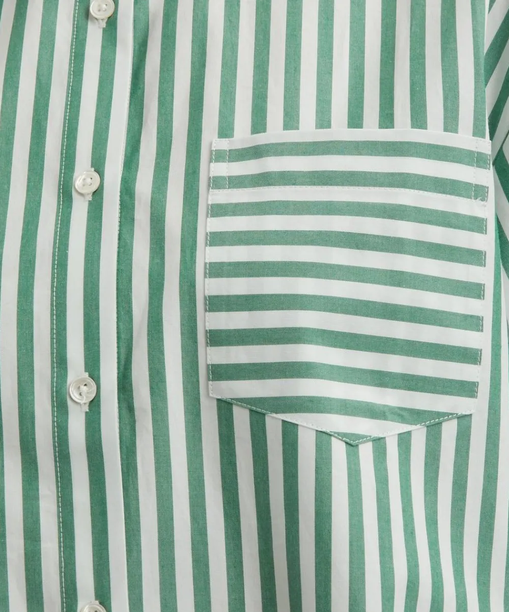 Solid & Striped Tops^Green-White Stripe Avril Button-Down Shirt