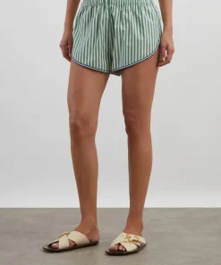 Solid & Striped Trousers & Shorts^Green-White Stripe Lester Shorts