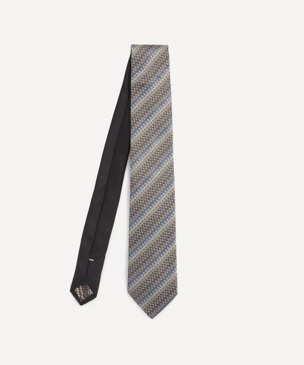 Missoni Ties^Grey Chevron Zig-Zag Silk Tie
