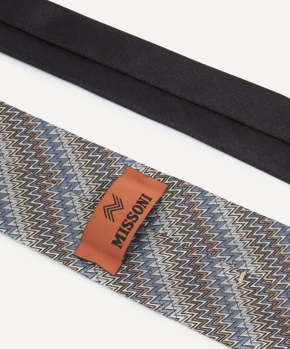 Missoni Ties^Grey Chevron Zig-Zag Silk Tie