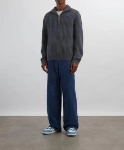 A.P.C. Knitwear & Sweats^Grey Wool Cable-Knit Jumper