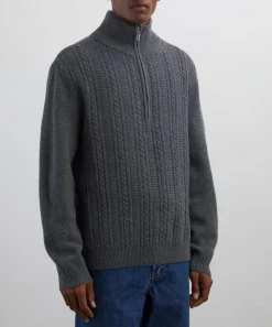 A.P.C. Knitwear & Sweats^Grey Wool Cable-Knit Jumper