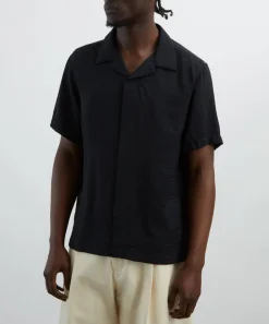 NN07 Shirts^Hank Black Open Collar Shirt