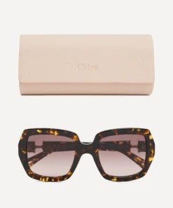 Chloé Sunglasses & Glasses^Havana Rectangular Sunglasses