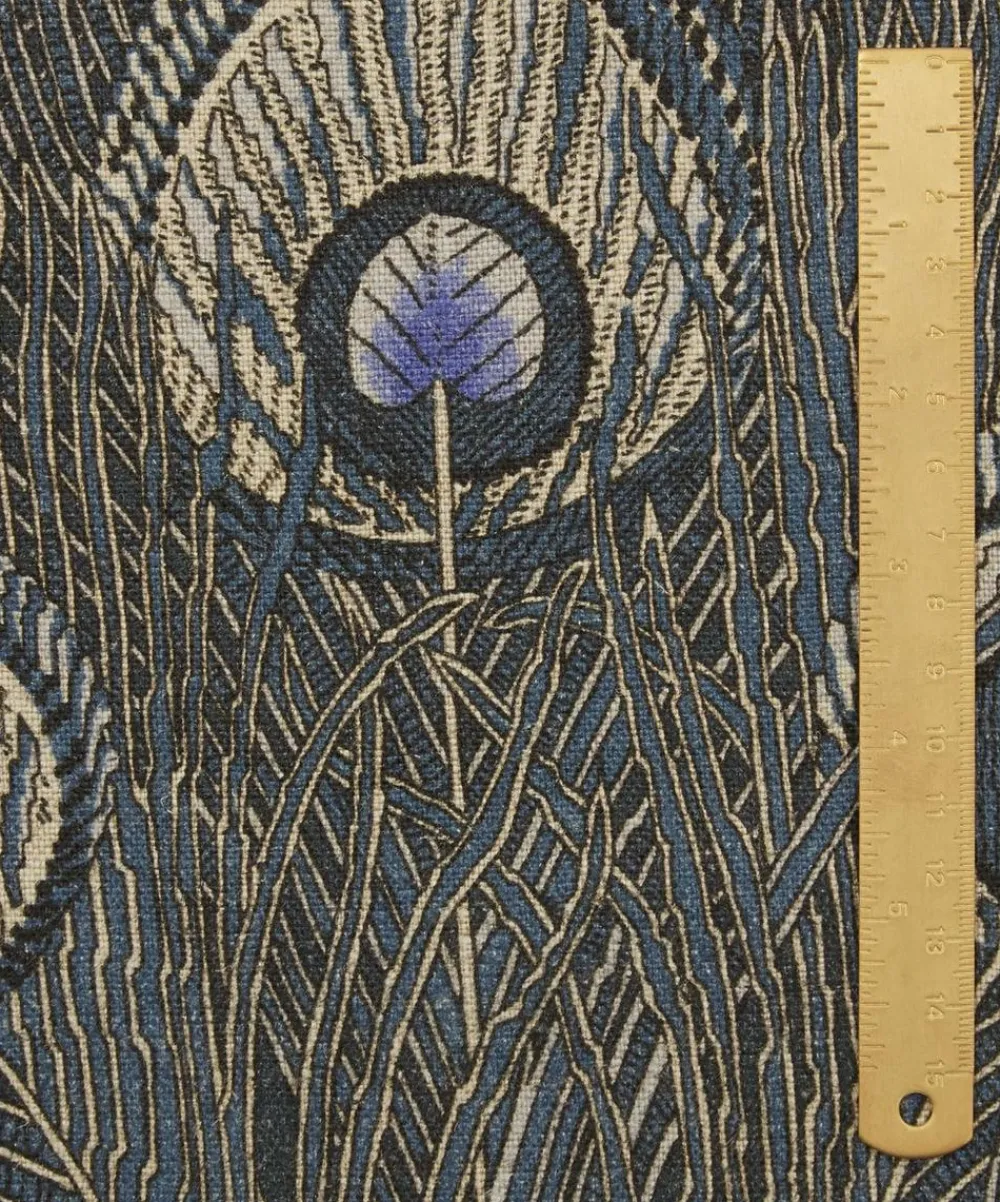 Liberty Interiors Furnishing Fabrics^Hera Feather Ladbroke Linen in Lapis