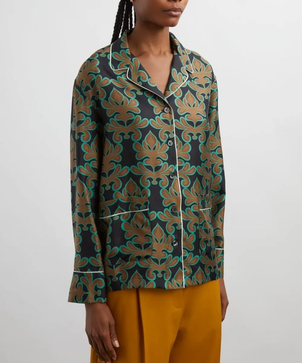 La DoubleJ Sleepwear^Herald Black Silk Pajama Shirt