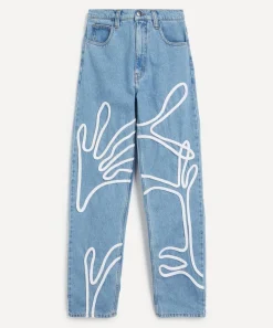 FANFARE Jeans^High Waisted Mum Fit Floral Trim Jeans