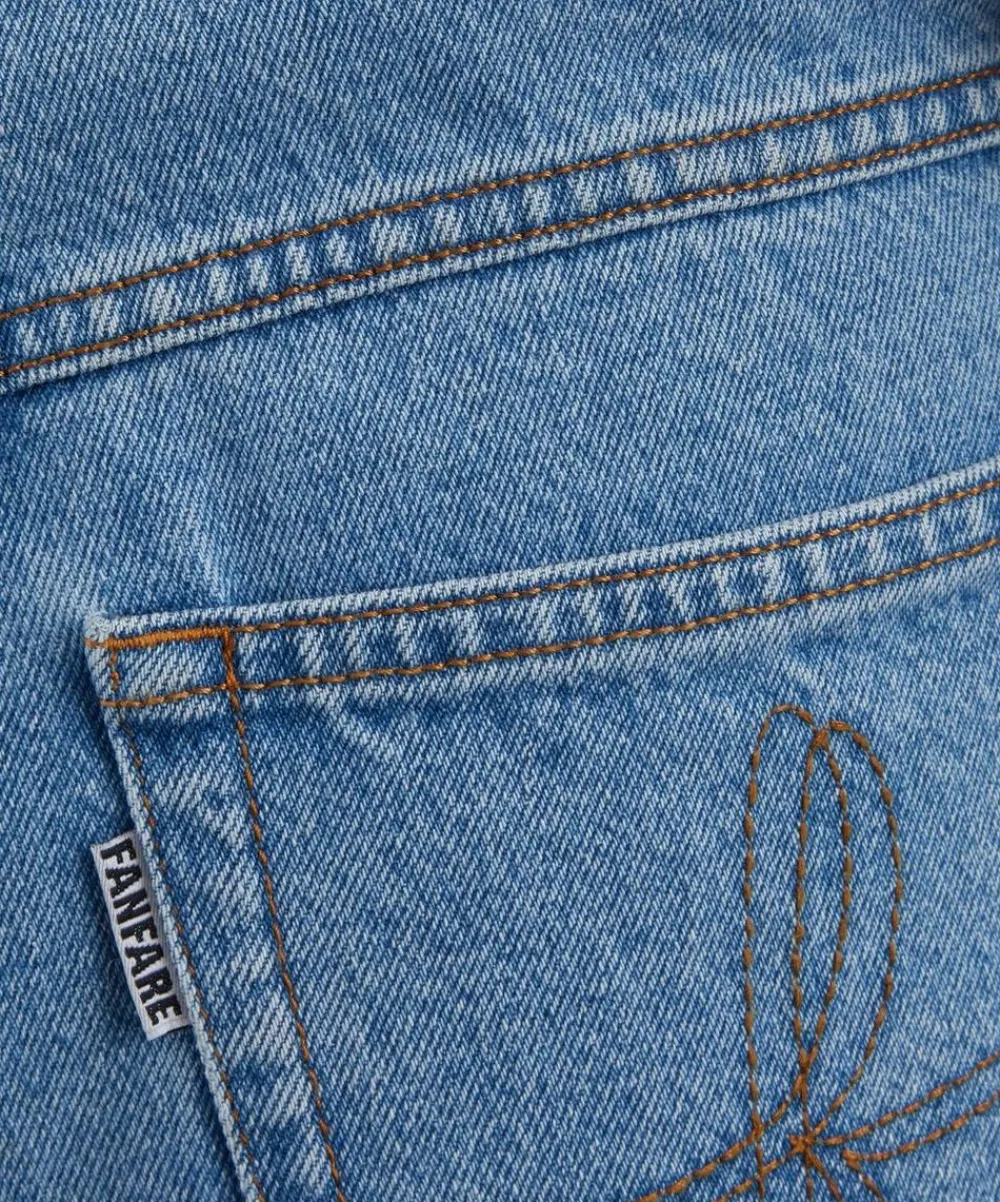 FANFARE Jeans^High Waisted Mum Fit Floral Trim Jeans