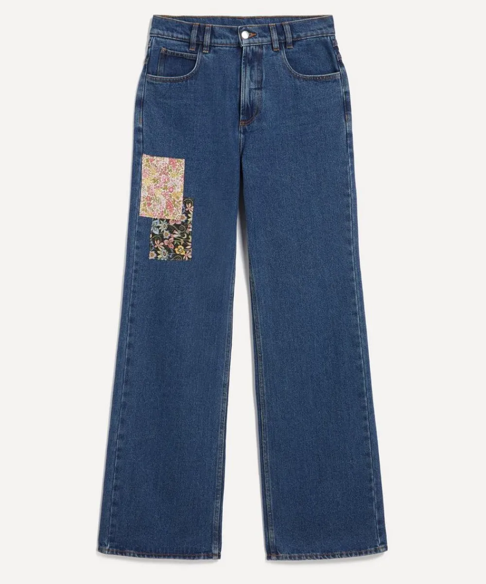 FANFARE Jeans^High-Waisted Wide-Leg Liberty Square Patch Jeans