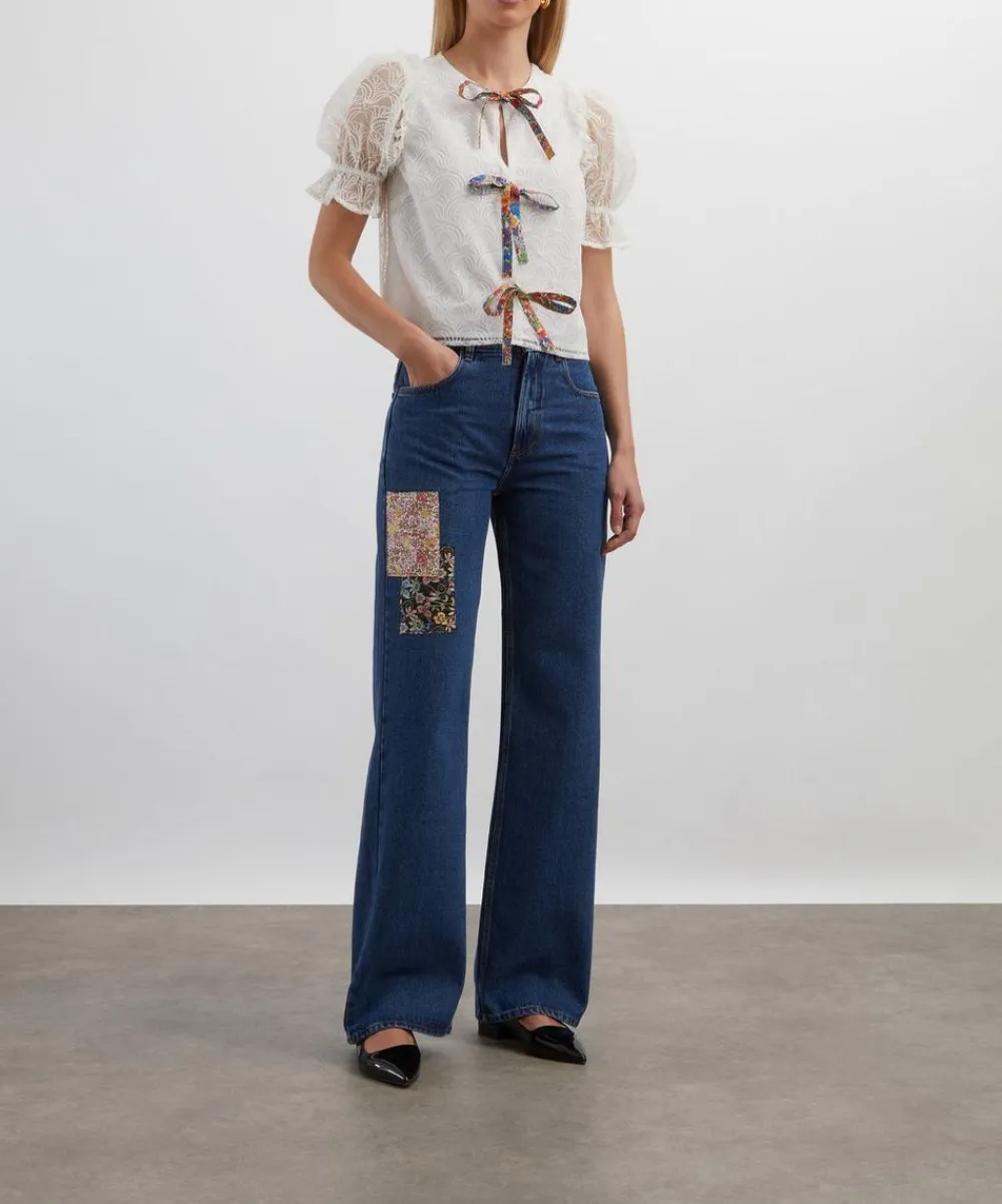 FANFARE Jeans^High-Waisted Wide-Leg Liberty Square Patch Jeans