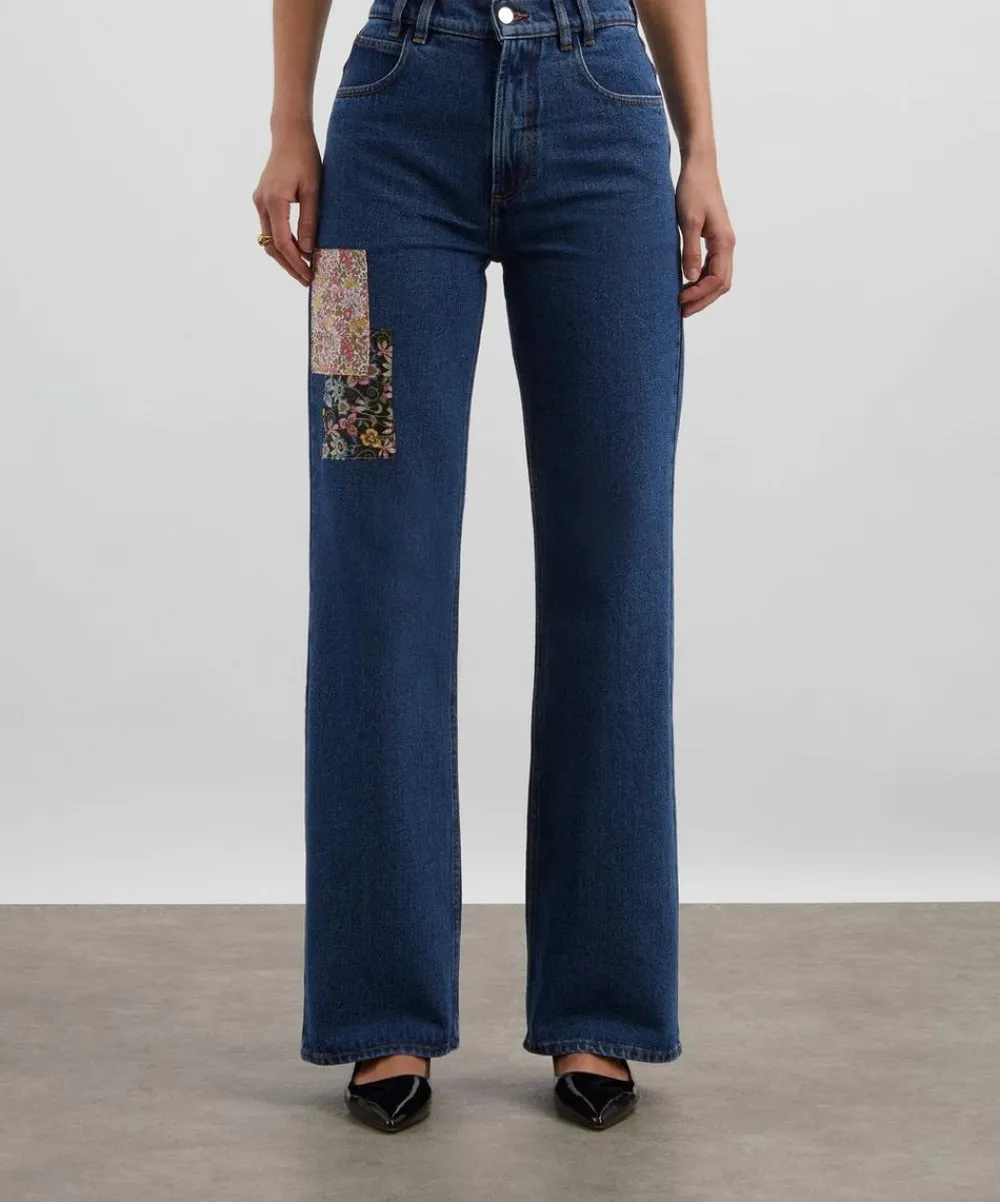 FANFARE Jeans^High-Waisted Wide-Leg Liberty Square Patch Jeans
