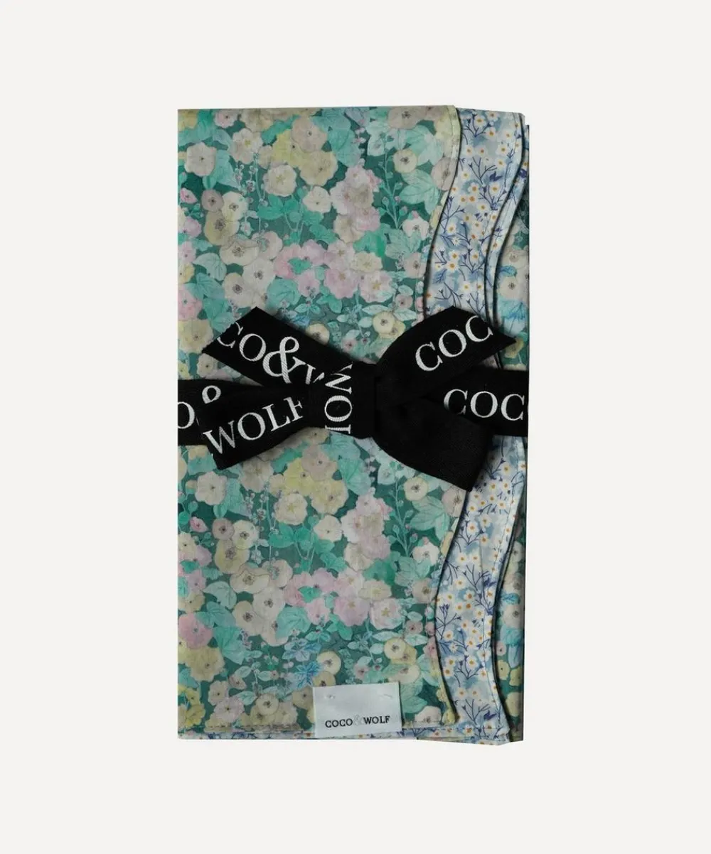 Coco & Wolf Tableware^Hollyhocks and Mitsi Valeria Wavy Edge Napkins Set of Two