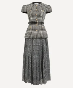 Self-Portrait Dresses^Houndstooth Tailored Midi Dress