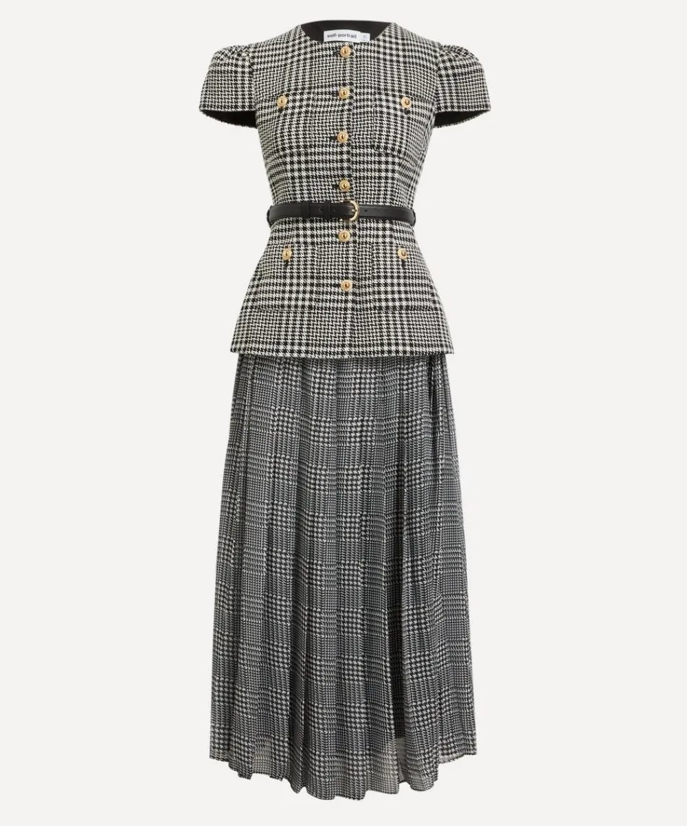 Self-Portrait Dresses^Houndstooth Tailored Midi Dress
