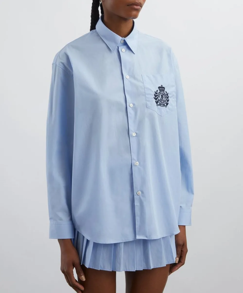 Sporty & Rich Tops^H&W Crest Oversized Shirt