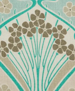 Liberty Interiors Furnishing Fabrics^Ianthe Bloom Multi Ladbroke Linen in Jade