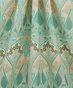 Liberty Interiors Furnishing Fabrics^Ianthe Bloom Multi Ladbroke Linen in Jade