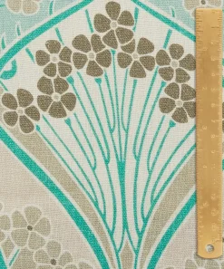 Liberty Interiors Furnishing Fabrics^Ianthe Bloom Multi Ladbroke Linen in Jade