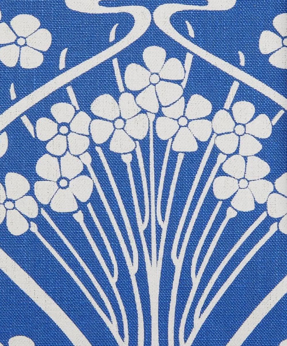 Liberty Interiors Furnishing Fabrics^Ianthe Bloom Stencil Chiltern Linen in Lapis