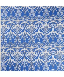 Liberty Interiors Furnishing Fabrics^Ianthe Bloom Stencil Chiltern Linen in Lapis