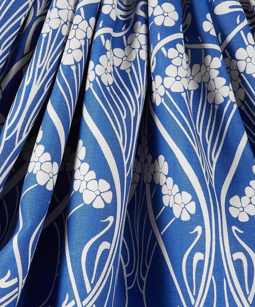 Liberty Interiors Furnishing Fabrics^Ianthe Bloom Stencil Chiltern Linen in Lapis