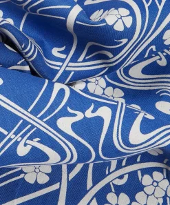 Liberty Interiors Furnishing Fabrics^Ianthe Bloom Stencil Chiltern Linen in Lapis