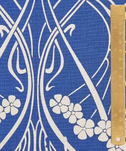 Liberty Interiors Furnishing Fabrics^Ianthe Bloom Stencil Chiltern Linen in Lapis