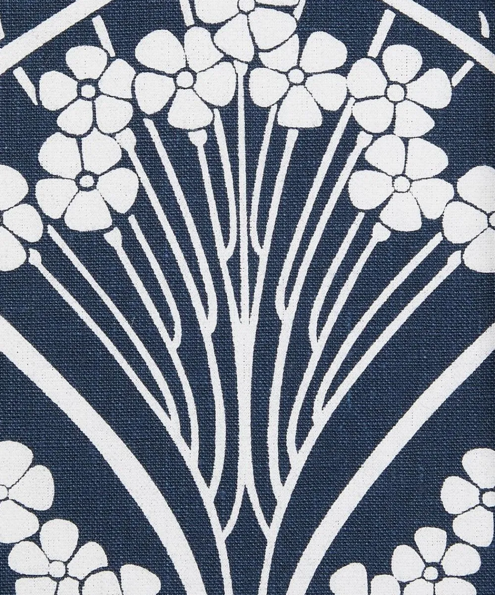 Liberty Interiors Furnishing Fabrics^Ianthe Bloom Stencil Chiltern Linen in Pewter
