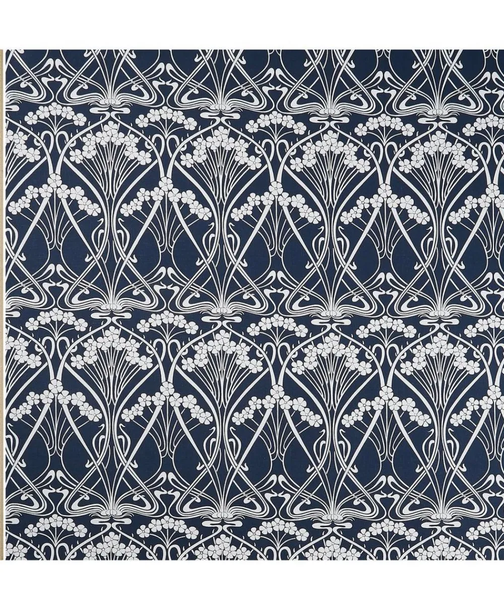 Liberty Interiors Furnishing Fabrics^Ianthe Bloom Stencil Chiltern Linen in Pewter