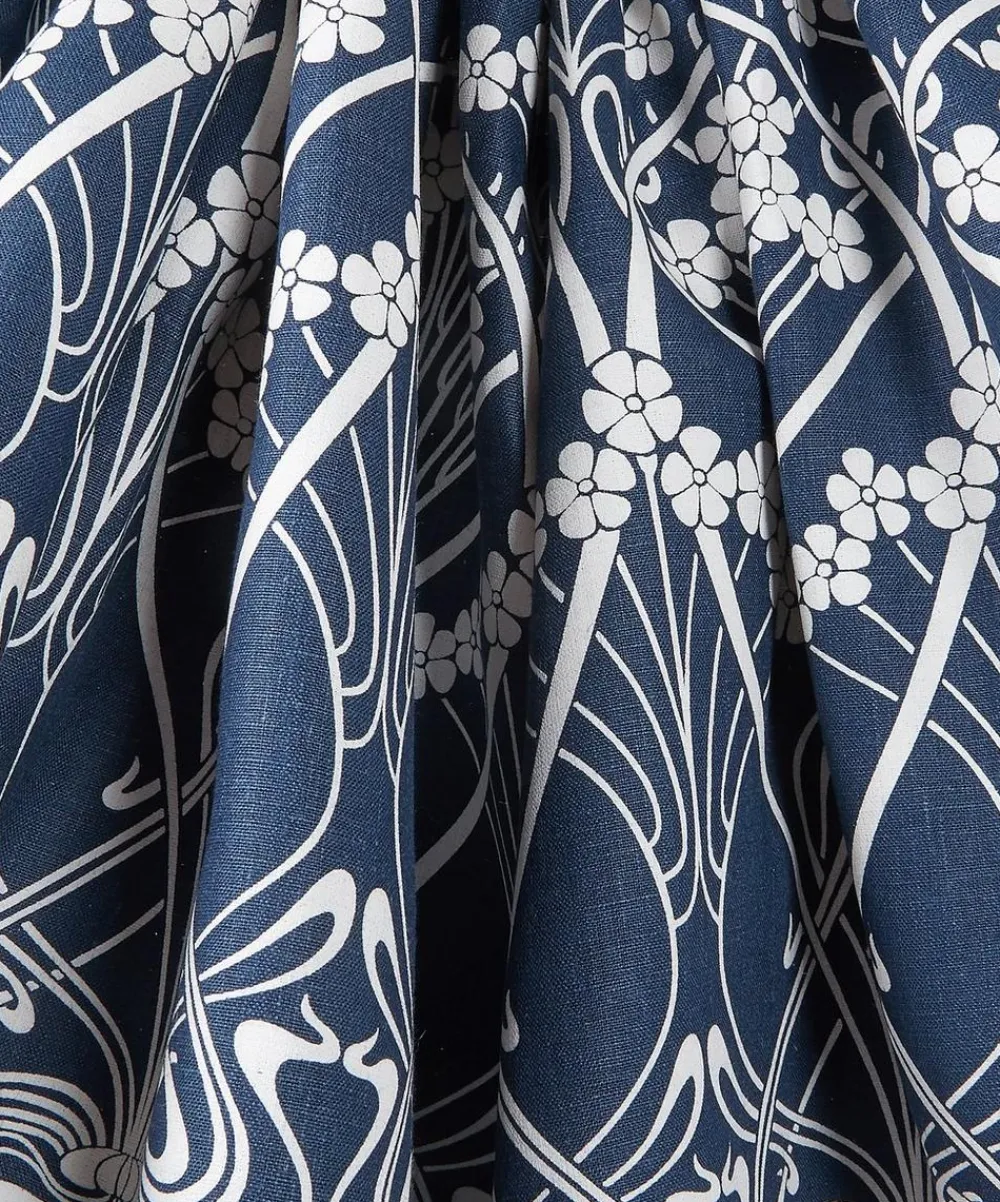 Liberty Interiors Furnishing Fabrics^Ianthe Bloom Stencil Chiltern Linen in Pewter
