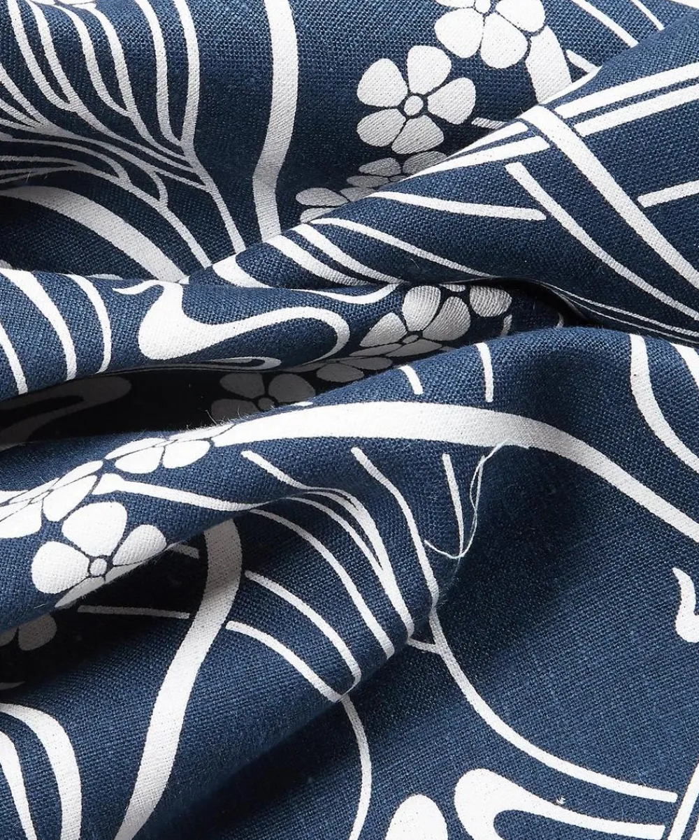 Liberty Interiors Furnishing Fabrics^Ianthe Bloom Stencil Chiltern Linen in Pewter