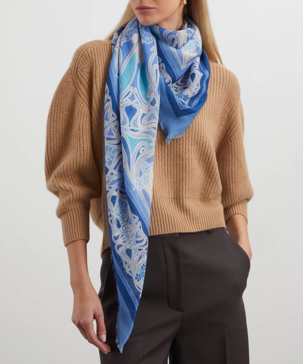 Liberty Scarves^Ianthe 140x140 Cashmere-Silk Scarf