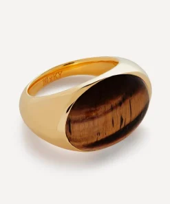 Monica Vinader Rings^Kate Young 18ct Gold-Plated Vermeil Silver Tigers Eye Ring