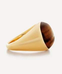 Monica Vinader Rings^Kate Young 18ct Gold-Plated Vermeil Silver Tigers Eye Ring
