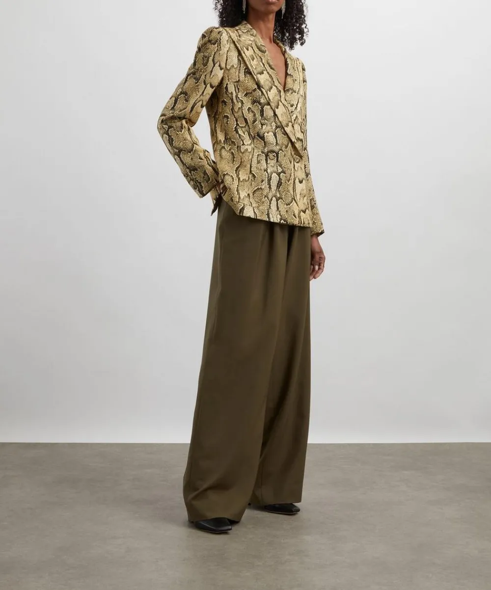 Dries Van Noten Trousers & Shorts^Khaki Belted Wool-Mohair Trousers