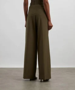 Dries Van Noten Trousers & Shorts^Khaki Belted Wool-Mohair Trousers